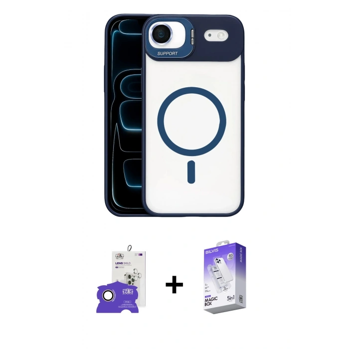 MARSİLYAN™- iPhone 17 Air Kılıf Yadigar Asil Koleksiyonu - Siyah Bilvis 5in1 3D Magic Cam Ekran Koruyucu + Bilvis Titan Kamera Lens - GD