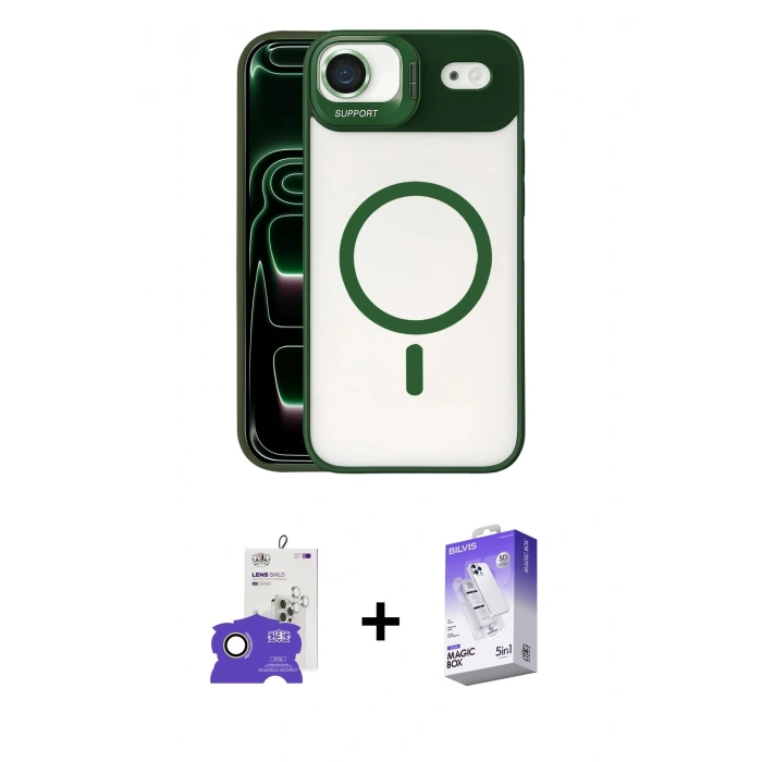 MARSİLYAN™- iPhone 17 Air Kılıf Yadigar Asil Koleksiyonu - Siyah Bilvis 5in1 3D Magic Cam Ekran Koruyucu + Bilvis Titan Kamera Lens - GD