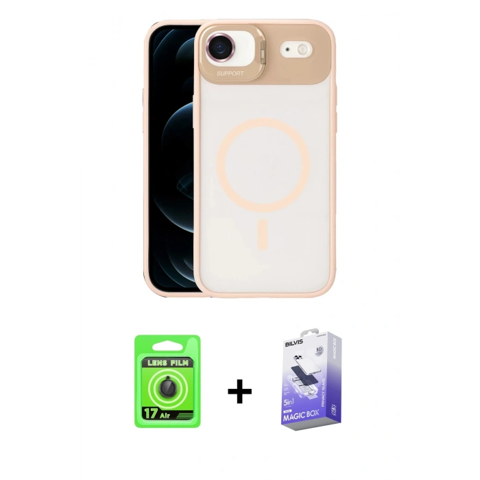 MARSİLYAN™- iPhone 17 Air Kılıf Yadigar Asil Koleksiyonu - Siyah Bilvis 5in1 5D Magic Hayalet Cam Ekran Koruyucu + Raze Metal Kamera Lens - SH