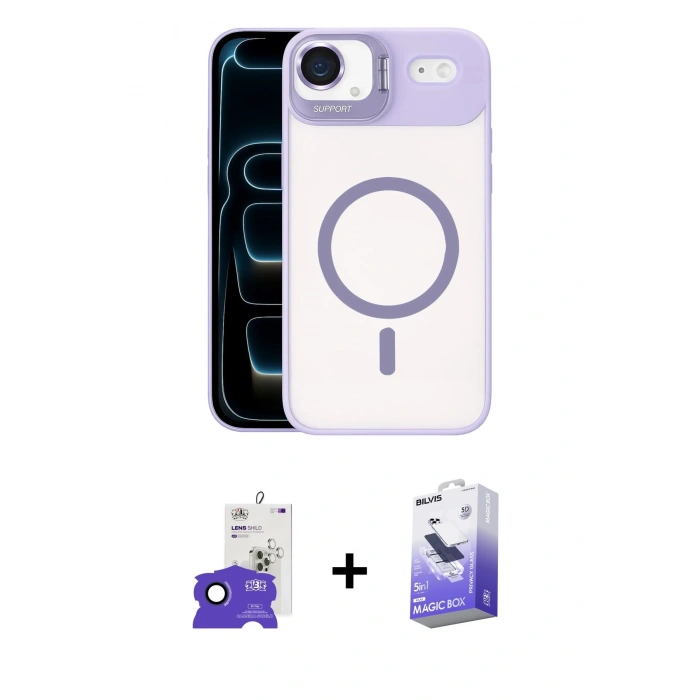 MARSİLYAN™- iPhone 17 Air Kılıf Yadigar Asil Koleksiyonu - Siyah Bilvis 5in1 5D Magic Hayalet Cam Ekran Koruyucu + Bilvis Titan Kamera Lens - LT