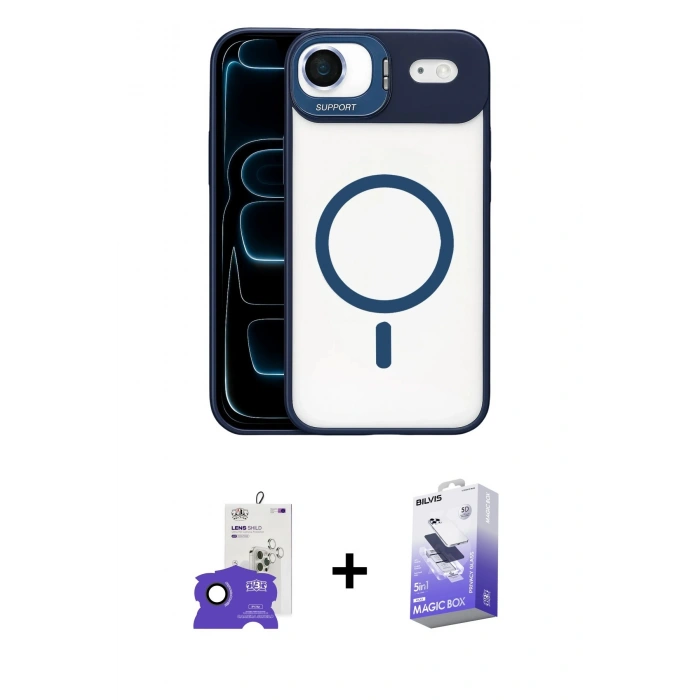 MARSİLYAN™- iPhone 17 Air Kılıf Yadigar Asil Koleksiyonu - Siyah Bilvis 5in1 5D Magic Hayalet Cam Ekran Koruyucu + Bilvis Titan Kamera Lens - SH