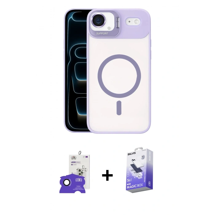 MARSİLYAN™- iPhone 17 Air Kılıf Yadigar Asil Koleksiyonu - Siyah Bilvis 5in1 5D Magic Hayalet Cam Ekran Koruyucu + Bilvis Titan Kamera Lens - SH