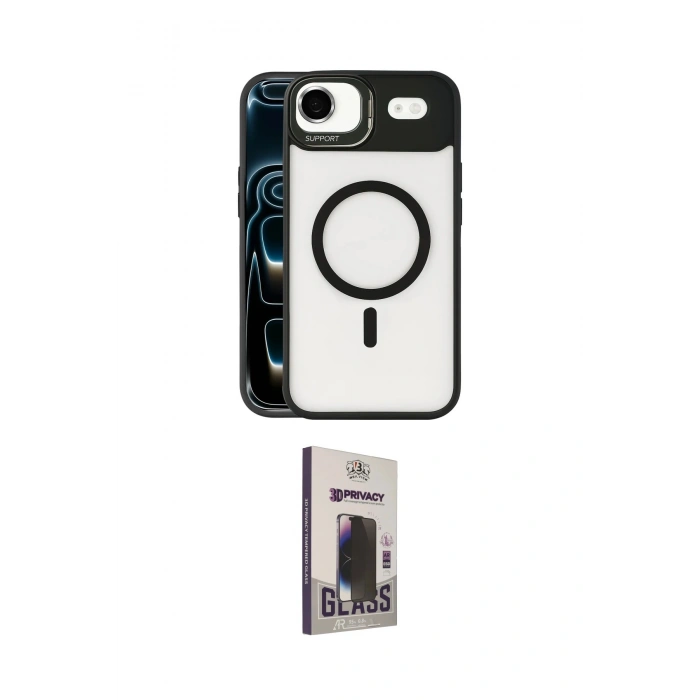MARSİLYAN™- iPhone 17 Air Kılıf Yadigar Asil Koleksiyonu - Siyah Bilvis Hayalet Cam Ekran Koruyucu