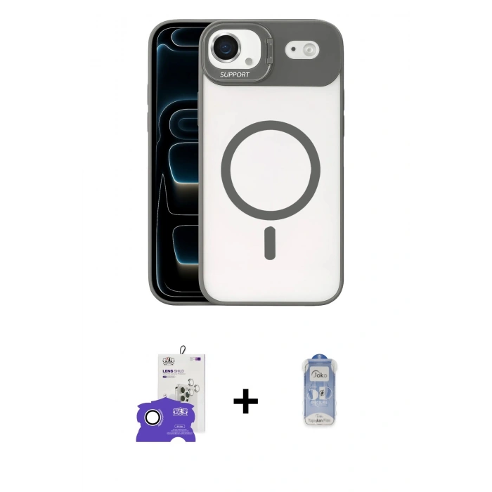 MARSİLYAN™- iPhone 17 Air Kılıf Yadigar Asil Koleksiyonu - Siyah Joko Magic 5D Cam + Bilvis Titan Kamera Lens - GS