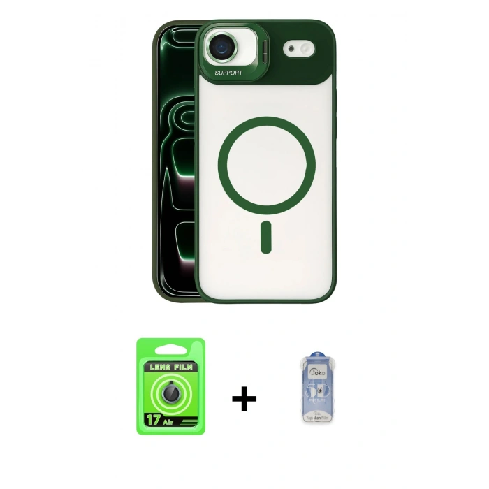MARSİLYAN™- iPhone 17 Air Kılıf Yadigar Asil Koleksiyonu - Siyah Joko Magic 5D Cam + Raze Metal Kamera Lens - MI