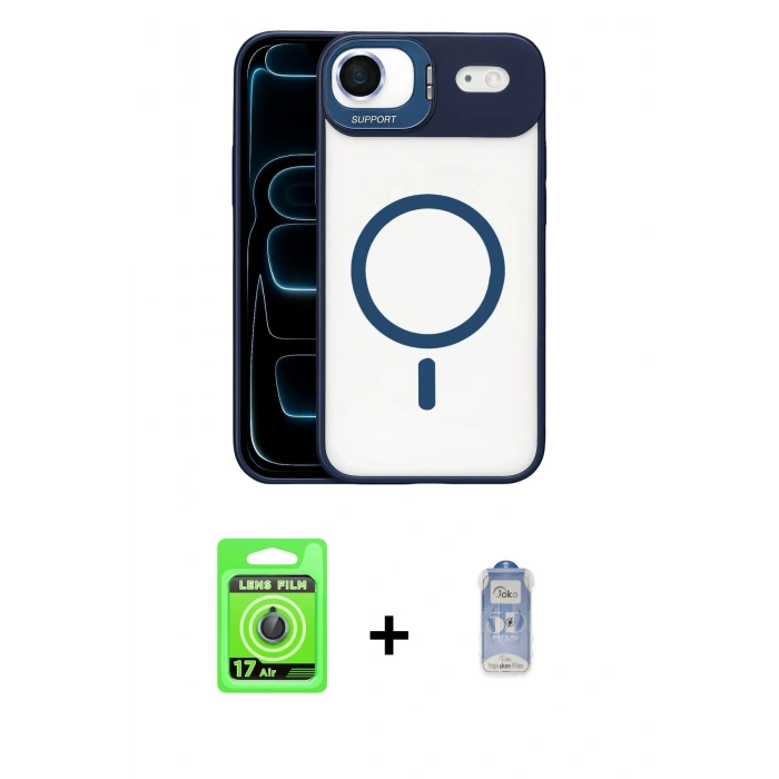 MARSİLYAN™- iPhone 17 Air Kılıf Yadigar Asil Koleksiyonu - Siyah Joko Magic 5D Cam + Raze Metal Kamera Lens - MI