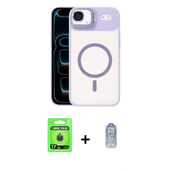 MARSİLYAN™- iPhone 17 Air Kılıf Yadigar Asil Koleksiyonu - Siyah Joko Magic 5D Cam + Raze Metal Kamera Lens - MI