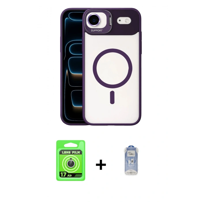 MARSİLYAN™- iPhone 17 Air Kılıf Yadigar Asil Koleksiyonu - Siyah Joko Magic 5D Cam + Raze Metal Kamera Lens - GS
