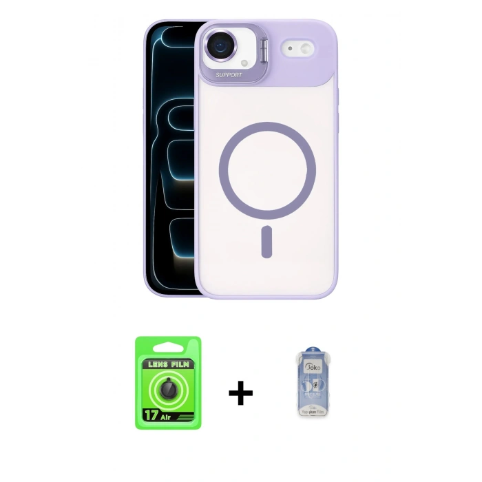 MARSİLYAN™- iPhone 17 Air Kılıf Yadigar Asil Koleksiyonu - Siyah Joko Magic 5D Cam + Raze Metal Kamera Lens - SH