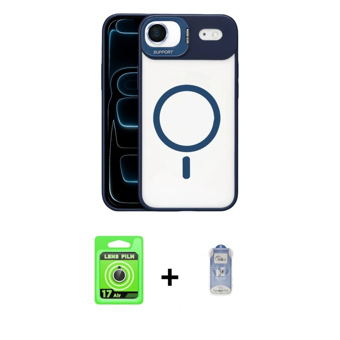 MARSİLYAN™- iPhone 17 Air Kılıf Yadigar Asil Koleksiyonu - Siyah Joko Magic 5D Cam + Raze Metal Kamera Lens - GS