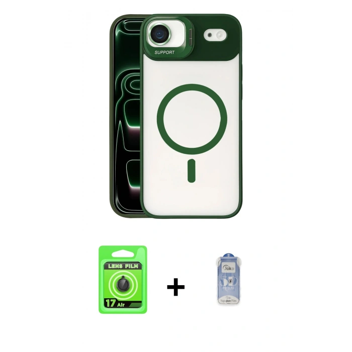 MARSİLYAN™- iPhone 17 Air Kılıf Yadigar Asil Koleksiyonu - Siyah Joko Magic 5D Cam + Raze Metal Kamera Lens - SH