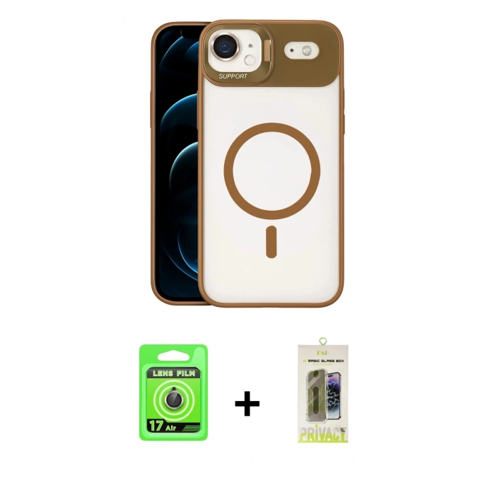 MARSİLYAN™- iPhone 17 Air Kılıf Yadigar Asil Koleksiyonu - Siyah Joko Magic 5D Hayalet Cam + Raze Metal Kamera Lens - GD