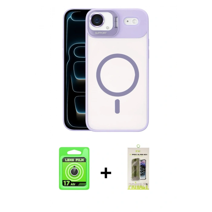MARSİLYAN™- iPhone 17 Air Kılıf Yadigar Asil Koleksiyonu - Siyah Joko Magic 5D Hayalet Cam + Raze Metal Kamera Lens - GS