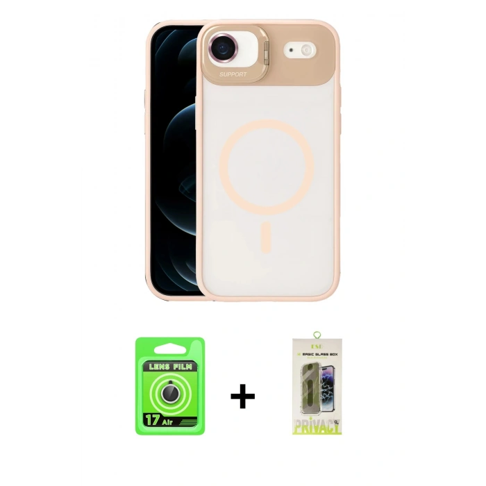 MARSİLYAN™- iPhone 17 Air Kılıf Yadigar Asil Koleksiyonu - Siyah Joko Magic 5D Hayalet Cam + Raze Metal Kamera Lens - GS