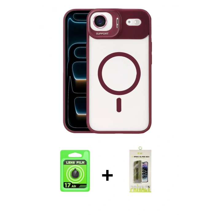 MARSİLYAN™- iPhone 17 Air Kılıf Yadigar Asil Koleksiyonu - Siyah Joko Magic 5D Hayalet Cam + Raze Metal Kamera Lens - SH