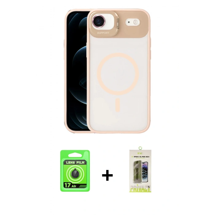 MARSİLYAN™- iPhone 17 Air Kılıf Yadigar Asil Koleksiyonu - Siyah Joko Magic 5D Hayalet Cam + Raze Metal Kamera Lens - SH