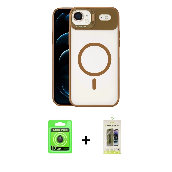 MARSİLYAN™- iPhone 17 Air Kılıf Yadigar Asil Koleksiyonu - Siyah Joko Magic 5D Hayalet Cam + Raze Metal Kamera Lens - SH