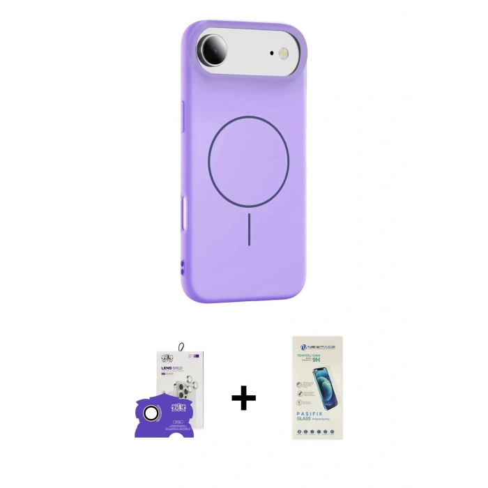 MARSİLYAN™- iPhone 17 Air Kılıf Yankı Form Serisi - Şeffaf Pasifik Cam Ekran Koruyucu + Bilvis Titan Kamera Lens - GD