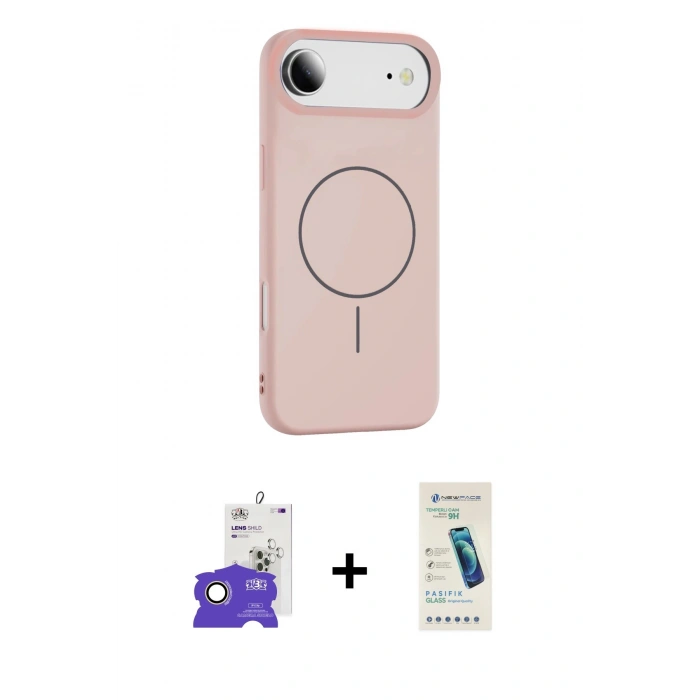 MARSİLYAN™- iPhone 17 Air Kılıf Yankı Form Serisi - Şeffaf Pasifik Cam Ekran Koruyucu + Bilvis Titan Kamera Lens - GD