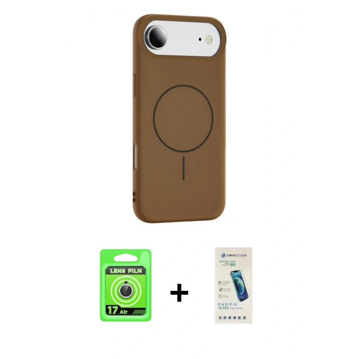 MARSİLYAN™- iPhone 17 Air Kılıf Yankı Form Serisi - Şeffaf Pasifik Cam Ekran Koruyucu + Raze Metal Kamera Lens - GS