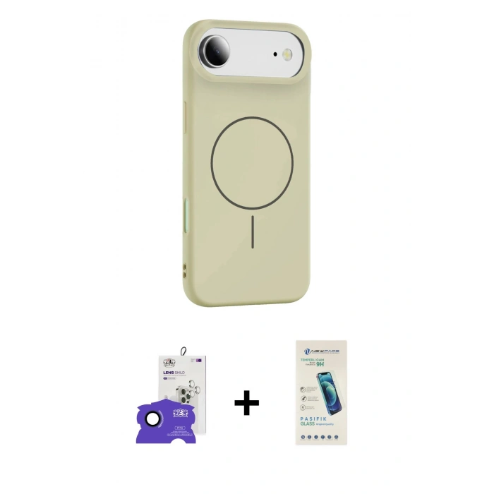 MARSİLYAN™- iPhone 17 Air Kılıf Yankı Form Serisi - Şeffaf Pasifik Cam Ekran Koruyucu + Bilvis Titan Kamera Lens - LT
