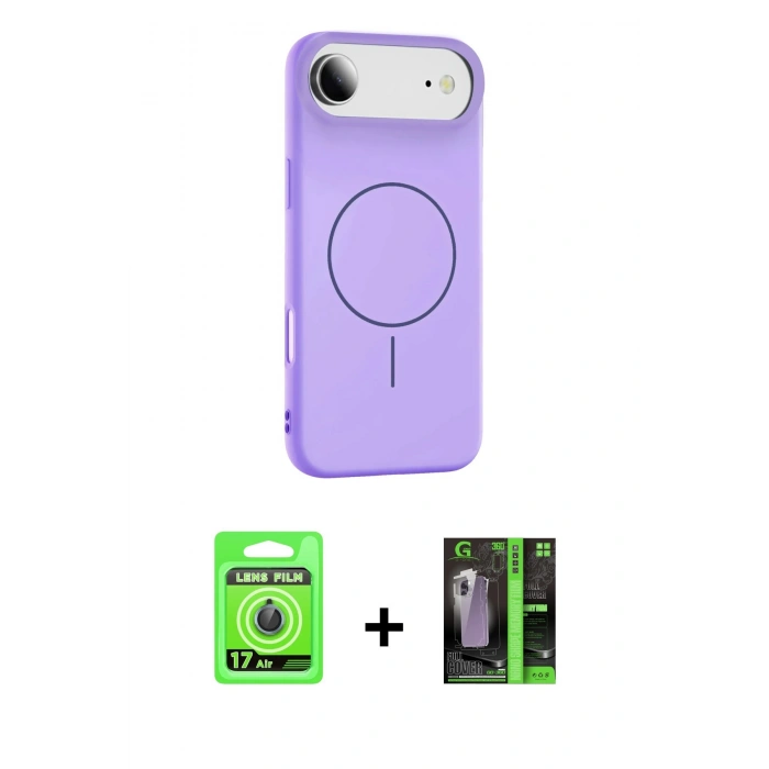 MARSİLYAN™- iPhone 17 Air Kılıf Yankı Form Serisi - Siyah 360 Mat Full Body Arka Koruyucu + Raze Metal Kamera Lens - MI