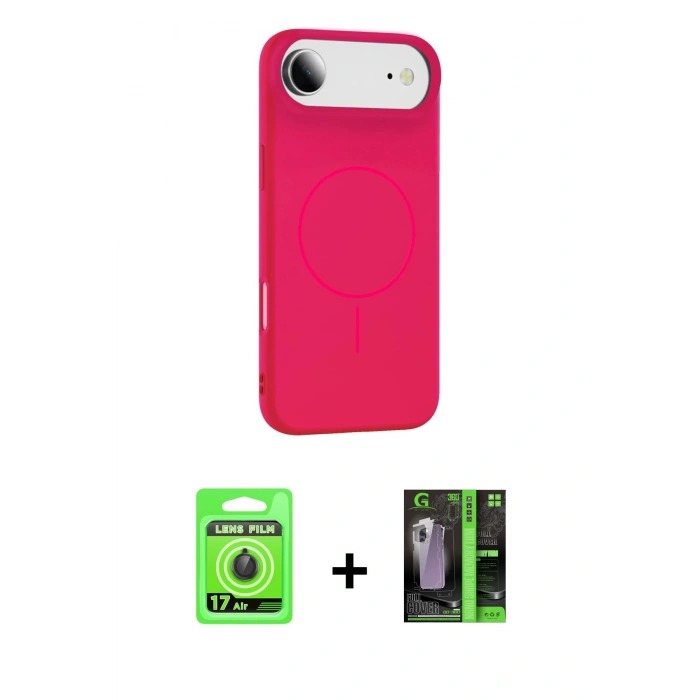 MARSİLYAN™- iPhone 17 Air Kılıf Yankı Form Serisi - Siyah 360 Mat Full Body Arka Koruyucu + Raze Metal Kamera Lens - SH