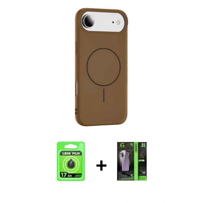 MARSİLYAN™- iPhone 17 Air Kılıf Yankı Form Serisi - Siyah 360 Mat Full Body Arka Koruyucu + Raze Metal Kamera Lens - SH