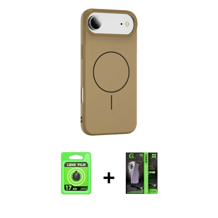 MARSİLYAN™- iPhone 17 Air Kılıf Yankı Form Serisi - Siyah 360 Mat Full Body Arka Koruyucu + Raze Metal Kamera Lens - SH