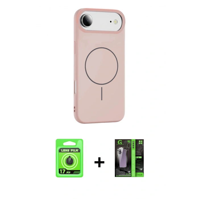MARSİLYAN™- iPhone 17 Air Kılıf Yankı Form Serisi - Siyah 360 Mat Full Body Arka Koruyucu + Raze Metal Kamera Lens - SH