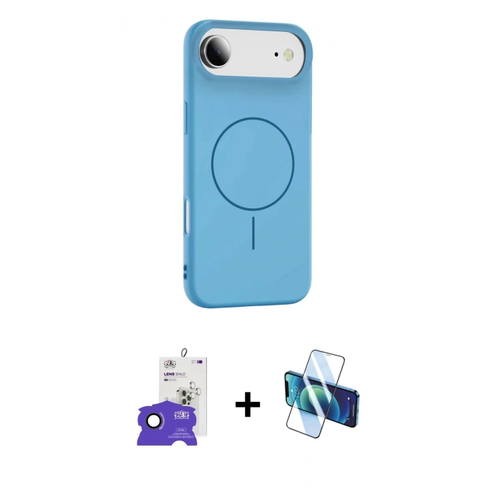 MARSİLYAN™- iPhone 17 Air Kılıf Yankı Form Serisi - Siyah 3D Antistatik Cam Ekran Koruyucu + Bilvis Titan Kamera Lens - SH