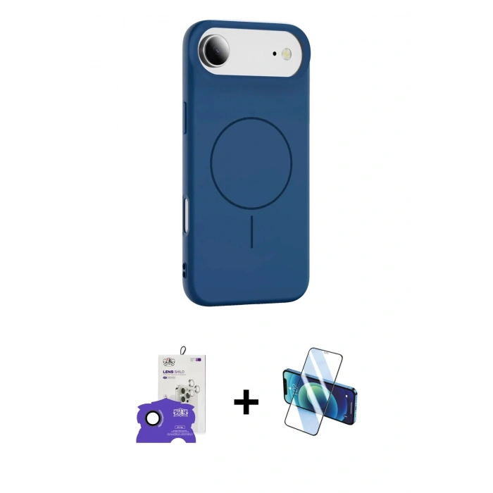 MARSİLYAN™- iPhone 17 Air Kılıf Yankı Form Serisi - Siyah 3D Antistatik Cam Ekran Koruyucu + Bilvis Titan Kamera Lens - SH
