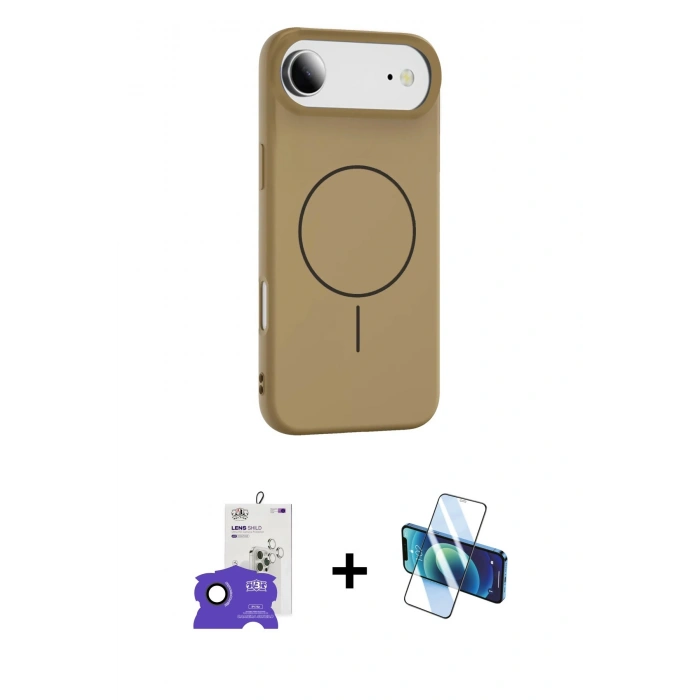 MARSİLYAN™- iPhone 17 Air Kılıf Yankı Form Serisi - Siyah 3D Antistatik Cam Ekran Koruyucu + Bilvis Titan Kamera Lens - SH