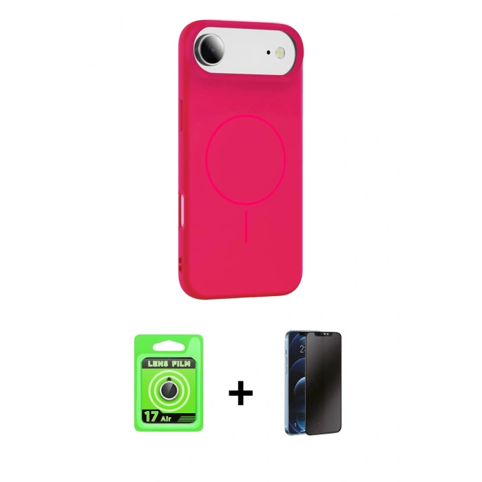MARSİLYAN™- iPhone 17 Air Kılıf Yankı Form Serisi - Siyah 3D Antistatik Hayalet Cam Ekran Koruyucu + Raze Metal Kamera Lens - GS