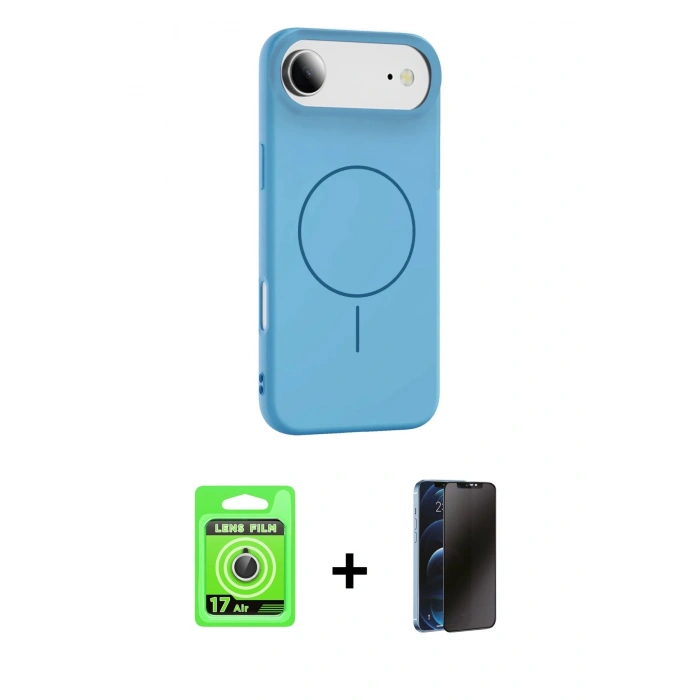 MARSİLYAN™- iPhone 17 Air Kılıf Yankı Form Serisi - Siyah 3D Antistatik Hayalet Cam Ekran Koruyucu + Raze Metal Kamera Lens - GS