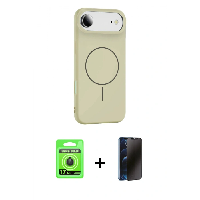 MARSİLYAN™- iPhone 17 Air Kılıf Yankı Form Serisi - Siyah 3D Antistatik Hayalet Cam Ekran Koruyucu + Siyah Raze Metal Kamera Lens