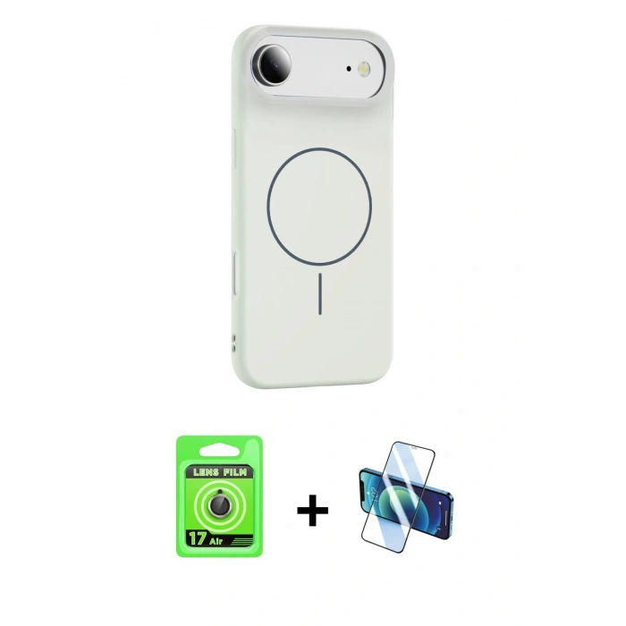 MARSİLYAN™- iPhone 17 Air Kılıf Yankı Form Serisi - Siyah 3D Antistatik Seramik Nano Ekran Koruyucu + Raze Metal Kamera Lens - GD