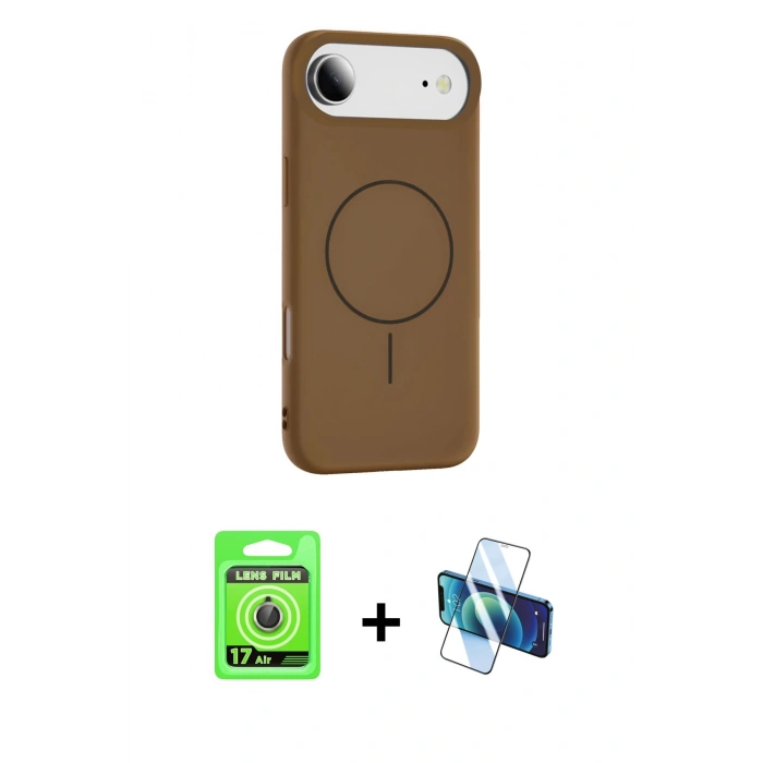 MARSİLYAN™- iPhone 17 Air Kılıf Yankı Form Serisi - Siyah 3D Antistatik Seramik Nano Ekran Koruyucu + Raze Metal Kamera Lens - GD
