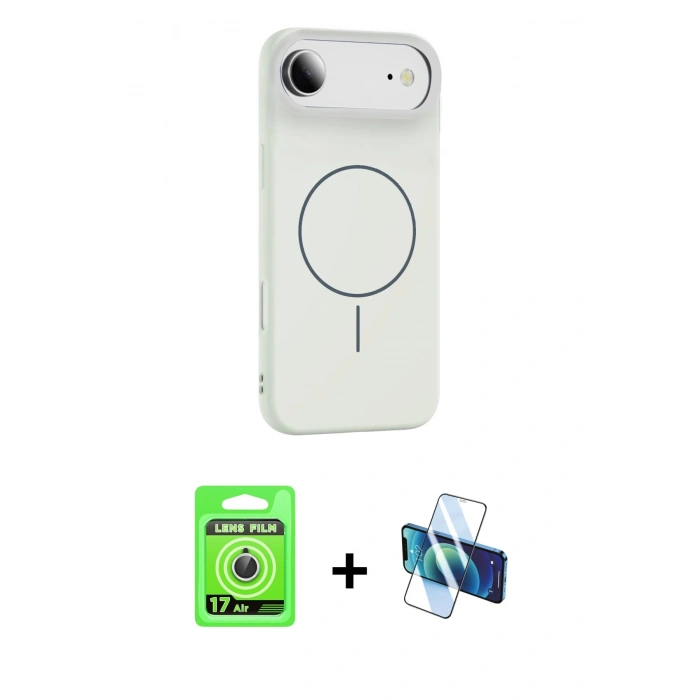 MARSİLYAN™- iPhone 17 Air Kılıf Yankı Form Serisi - Siyah 3D Antistatik Seramik Nano Ekran Koruyucu + Raze Metal Kamera Lens - GS