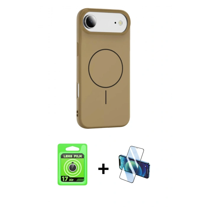 MARSİLYAN™- iPhone 17 Air Kılıf Yankı Form Serisi - Siyah 3D Antistatik Seramik Nano Ekran Koruyucu + Raze Metal Kamera Lens - GS