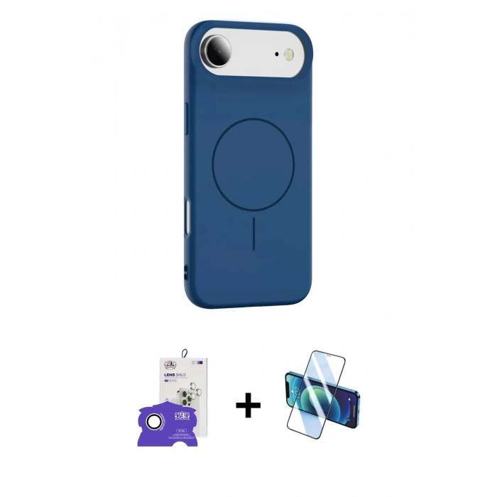 MARSİLYAN™- iPhone 17 Air Kılıf Yankı Form Serisi - Siyah 3D Antistatik Seramik Nano Ekran Koruyucu + Bilvis Titan Kamera Lens - GS