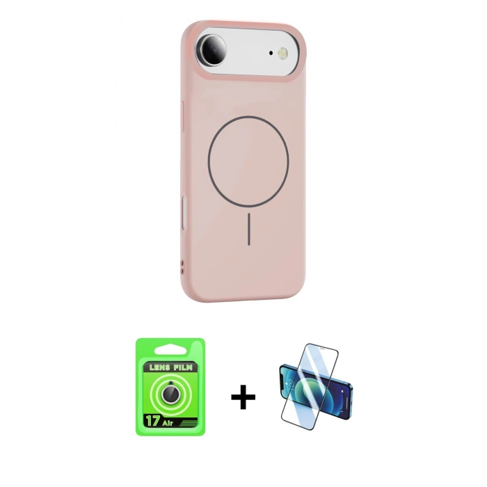 MARSİLYAN™- iPhone 17 Air Kılıf Yankı Form Serisi - Siyah 3D Antistatik Seramik Nano Ekran Koruyucu + Raze Metal Kamera Lens - GS