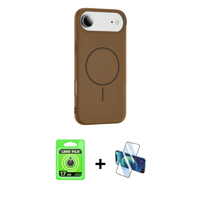 MARSİLYAN™- iPhone 17 Air Kılıf Yankı Form Serisi - Siyah 3D Antistatik Seramik Nano Ekran Koruyucu + Raze Metal Kamera Lens - GS