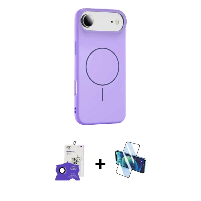 MARSİLYAN™- iPhone 17 Air Kılıf Yankı Form Serisi - Siyah 3D Antistatik Seramik Nano Ekran Koruyucu + Lacivert Bilvis Titan Kamera Lens