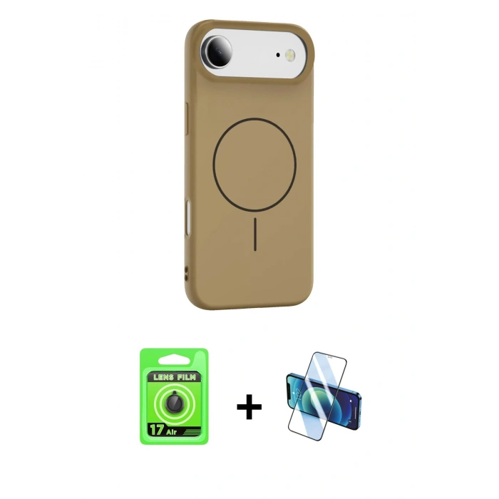 MARSİLYAN™- iPhone 17 Air Kılıf Yankı Form Serisi - Siyah 3D Antistatik Seramik Nano Ekran Koruyucu + Raze Metal Kamera Lens - SH