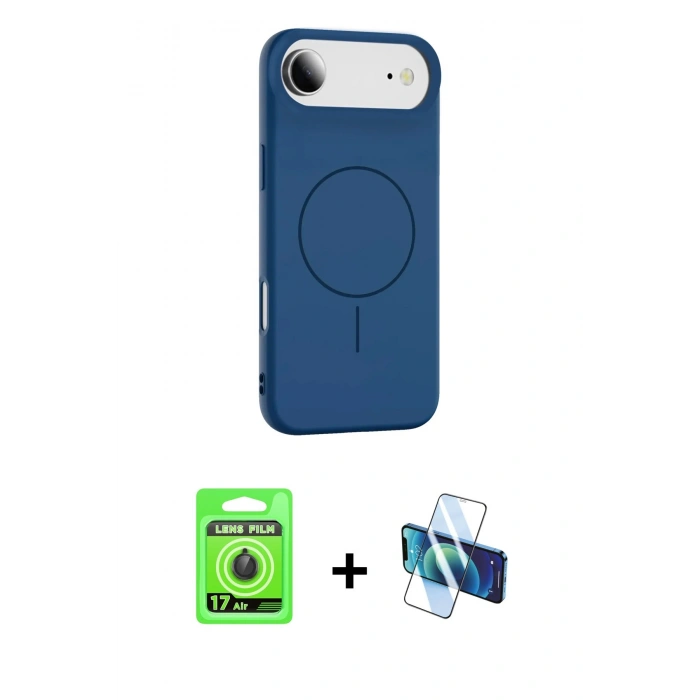 MARSİLYAN™- iPhone 17 Air Kılıf Yankı Form Serisi - Siyah 3D Antistatik Seramik Nano Ekran Koruyucu + Raze Metal Kamera Lens - SH