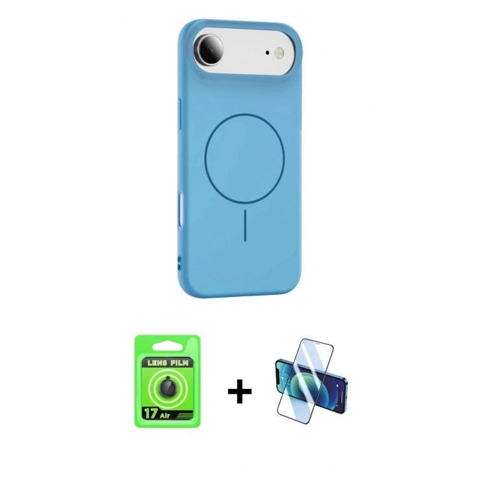 MARSİLYAN™- iPhone 17 Air Kılıf Yankı Form Serisi - Siyah 3D Antistatik Seramik Nano Ekran Koruyucu + Raze Metal Kamera Lens - SH