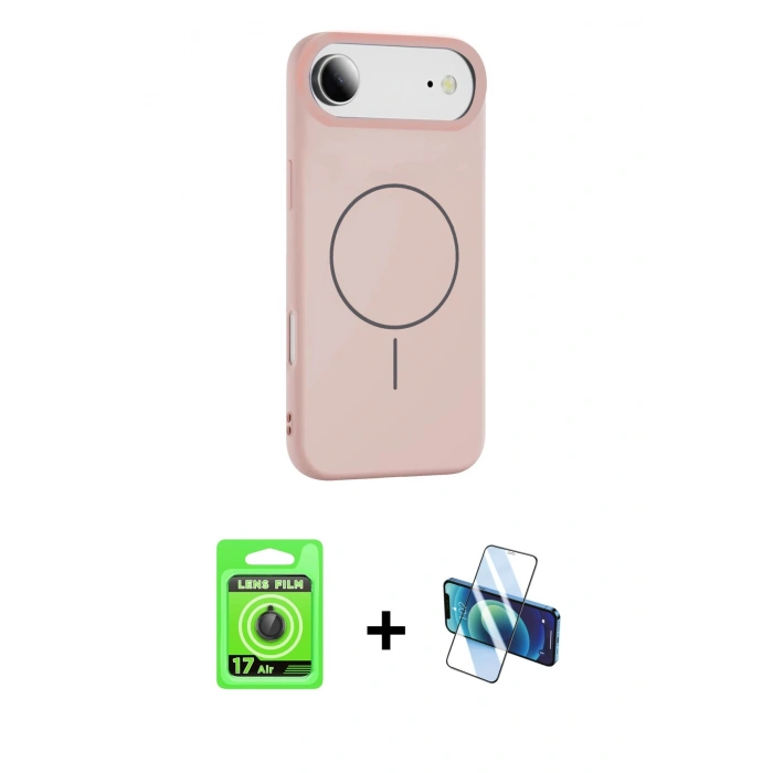 MARSİLYAN™- iPhone 17 Air Kılıf Yankı Form Serisi - Siyah 3D Antistatik Seramik Nano Ekran Koruyucu + Raze Metal Kamera Lens - SH