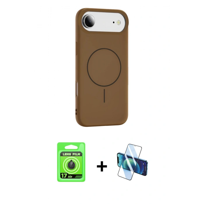 MARSİLYAN™- iPhone 17 Air Kılıf Yankı Form Serisi - Siyah 3D Antistatik Seramik Nano Ekran Koruyucu + Raze Metal Kamera Lens - SH
