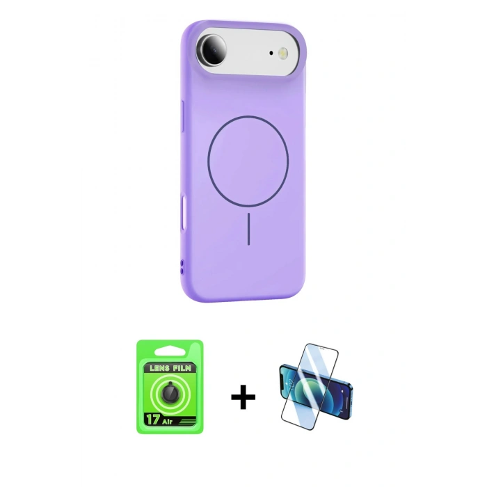 MARSİLYAN™- iPhone 17 Air Kılıf Yankı Form Serisi - Siyah 3D Antistatik Seramik Nano Ekran Koruyucu + Raze Metal Kamera Lens - SH